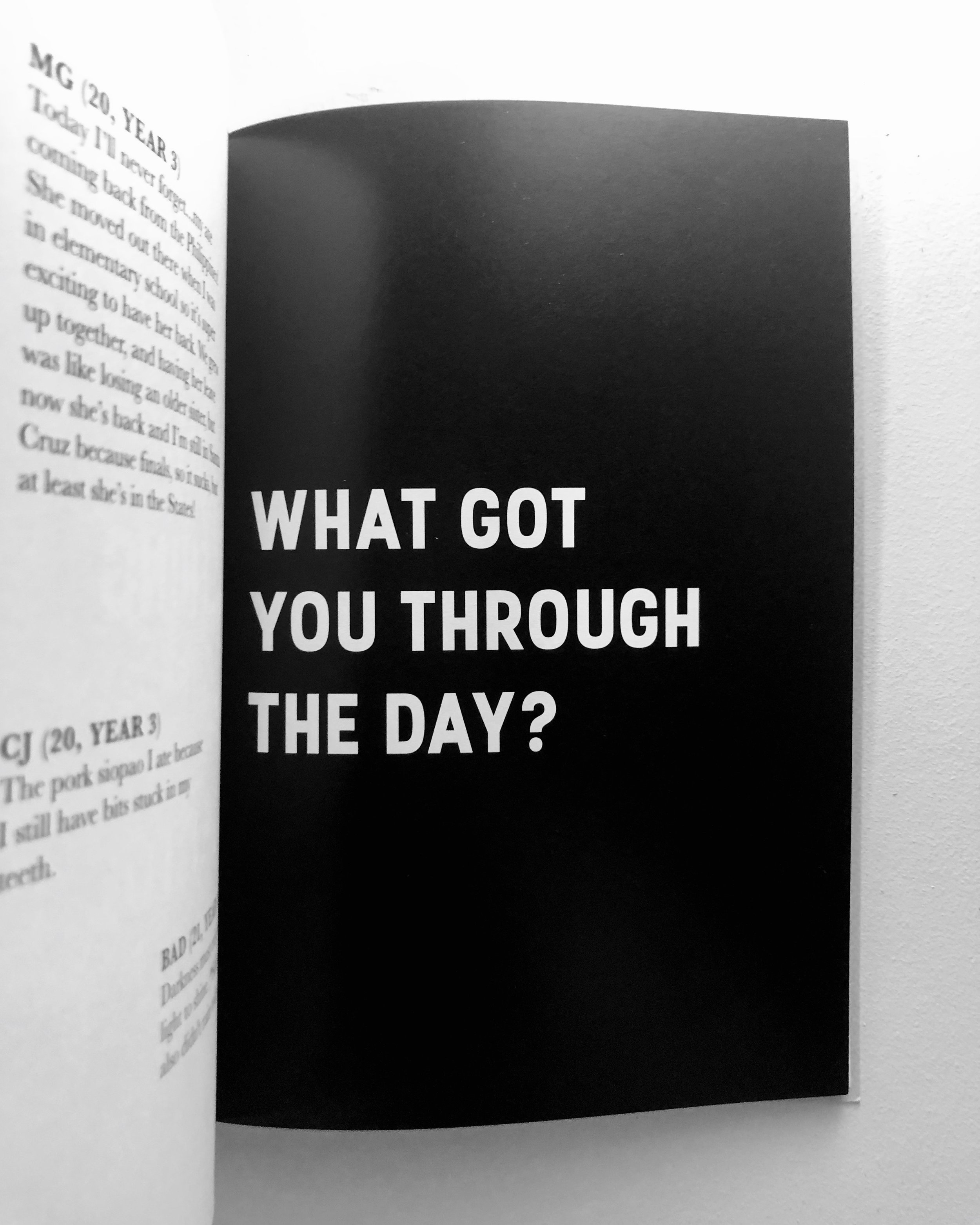 What got you through the day? in text